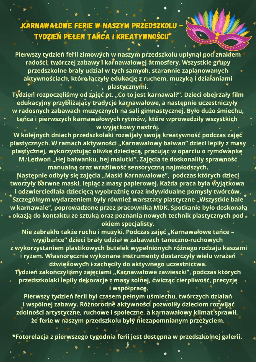 Ferie zimowe tydzień 1