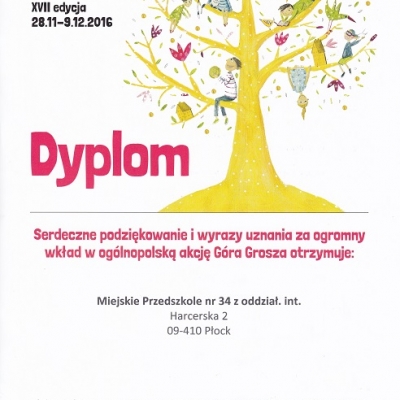 Dyplom Przedszkola nr 34