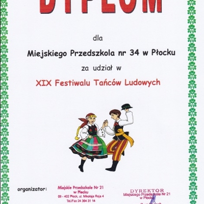 Dyplom Przedszkola nr 34