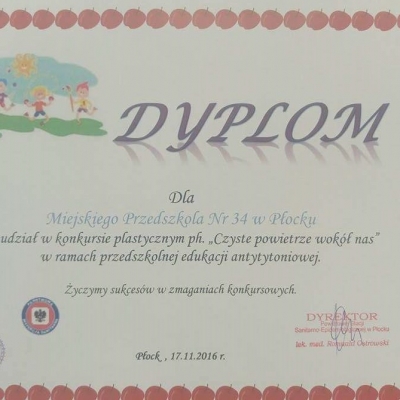 Dyplom Przedszkola nr 34