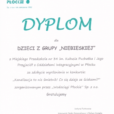 Dyplom Przedszkola nr 34