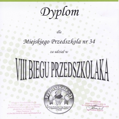 Dyplom Przedszkola nr 34