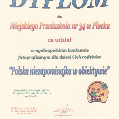 Dyplom Przedszkola nr 34