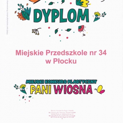 Dyplom filii Przedszkola nr 34